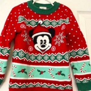 Spread Disney Magic: Festive 4T Mickey Sweater with Candy Canes